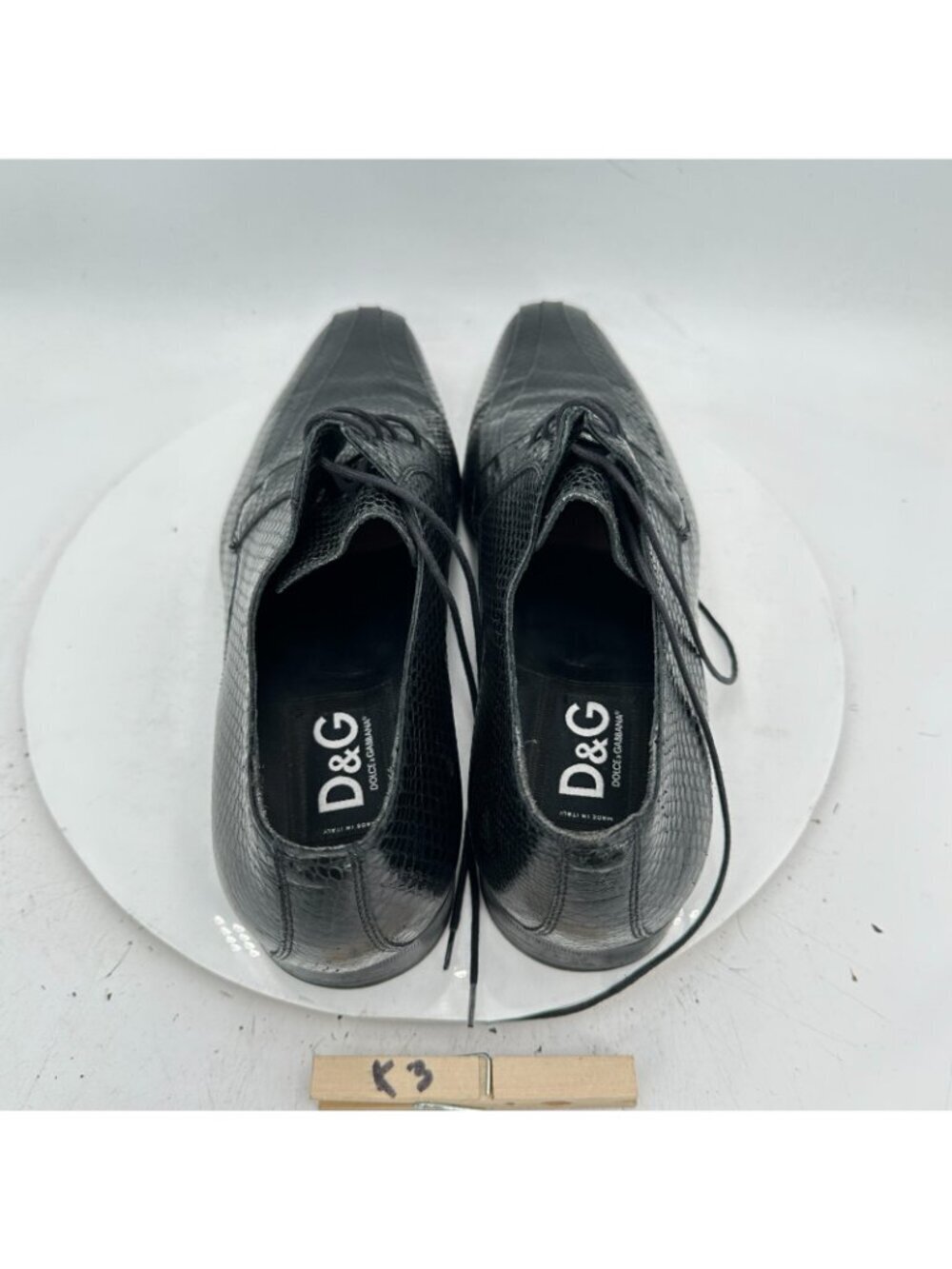 Dolce & Gabbana Men Size EU 44 E US 10 Black Crocodile Skin Derby Dress Shoes - Picture 9 of 11